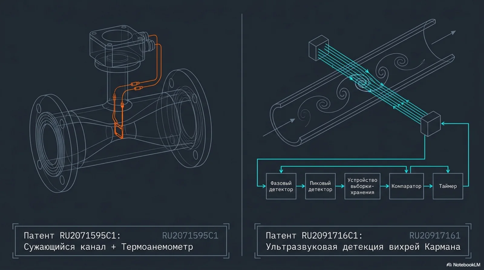 Вихревой и тепловой расходомеры: схемы измерения