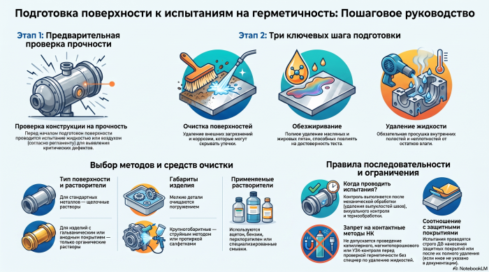 Подготовка поверхности изделия перед контролем герметичности