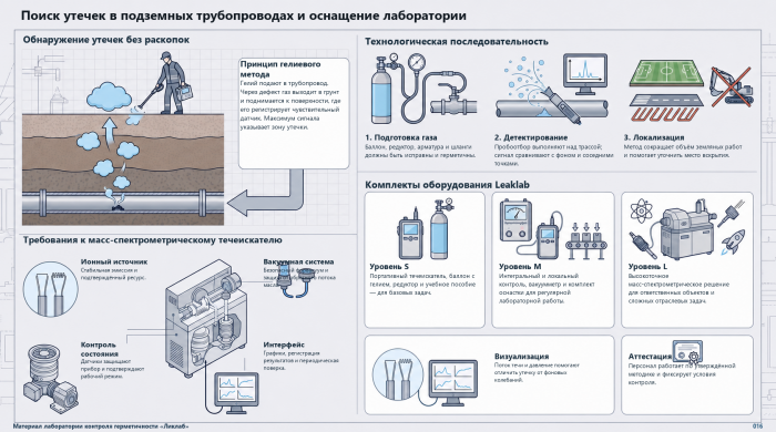 Поиск утечек в подземных трубопроводах и оснащение лаборатории
