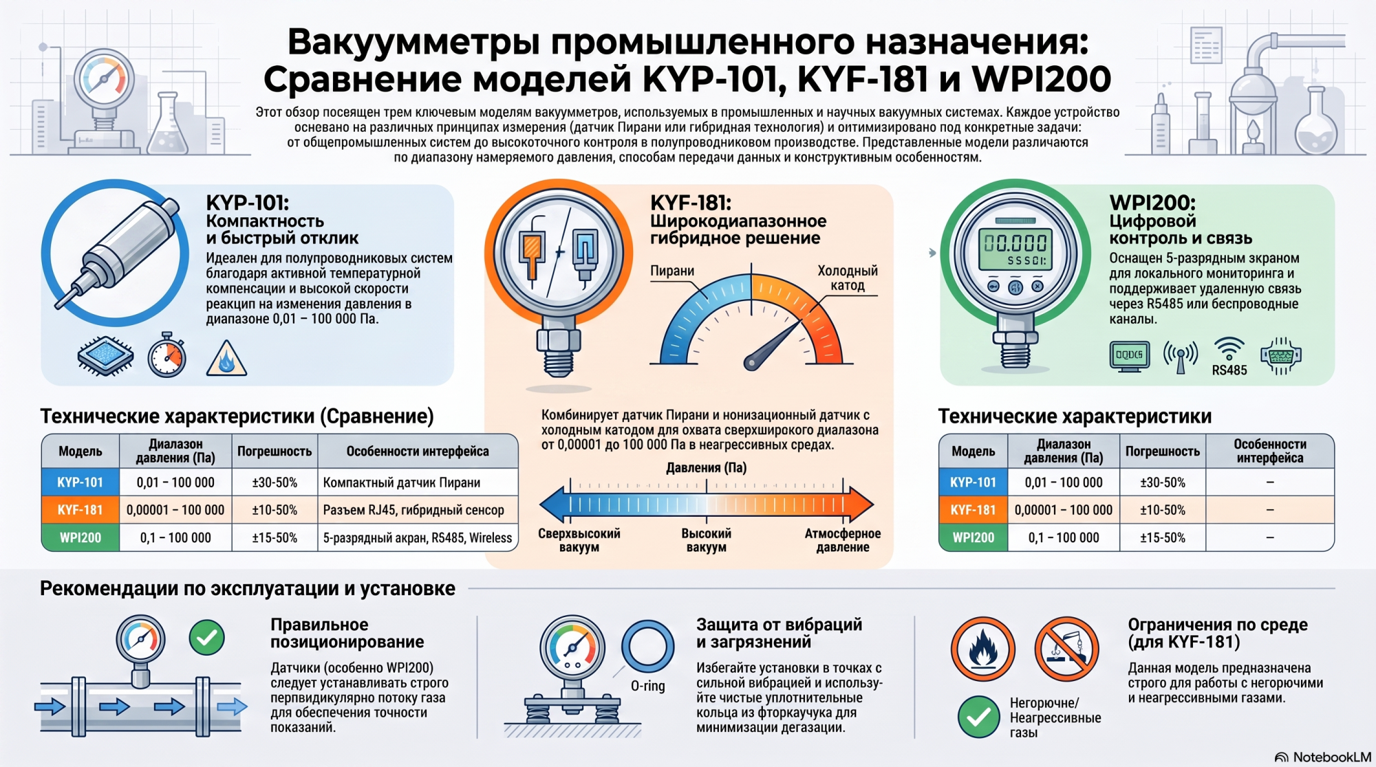 Вакуумметры KYP-101, KYF-181 и WPI200 Вакуумметры KYP-101, KYF-181 и WPI200