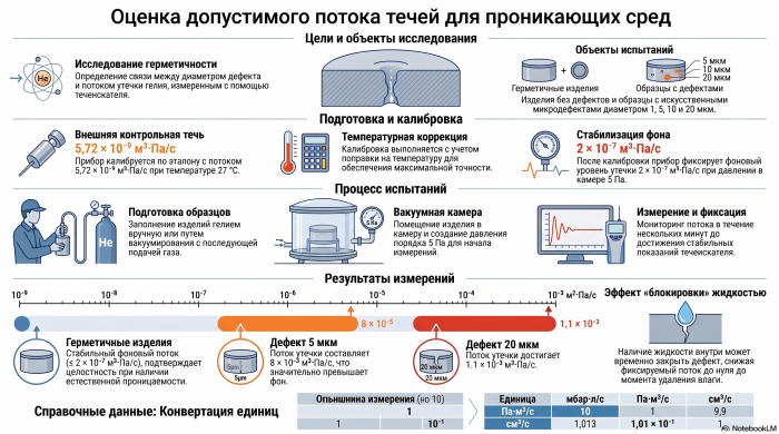 Допустимый поток течи: подготовка и проведение гелиевых испытаний