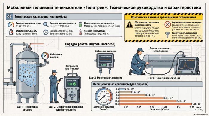 Гелитрек и эталонная течь БГ: проверка перед испытаниями