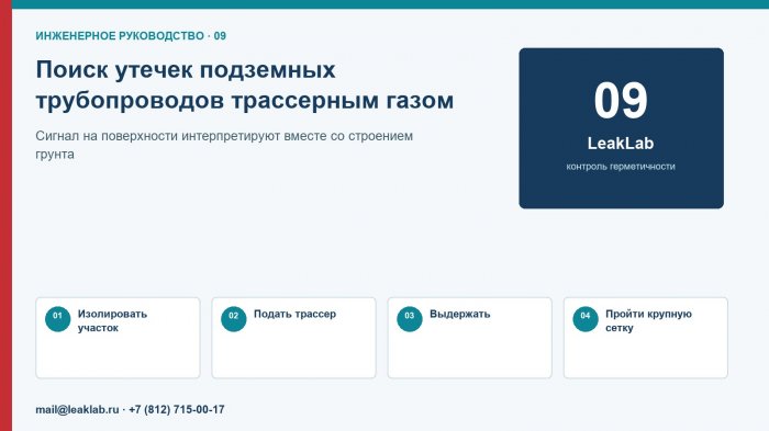 Поиск утечек подземных трубопроводов трассерным газом