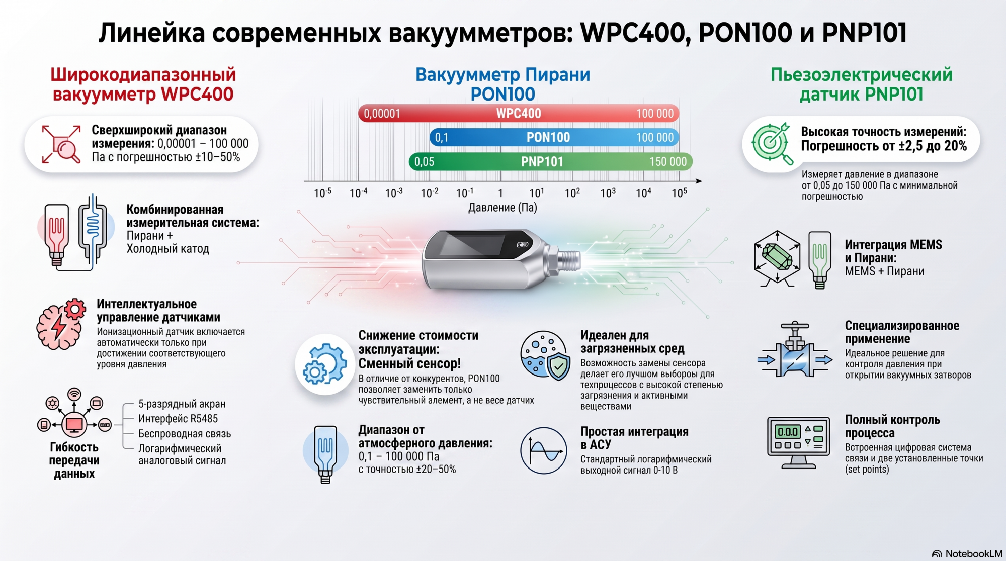 Вакуумметры WPC400, PON100 и датчик PNP101 Вакуумметры WPC400, PON100 и датчик PNP101
