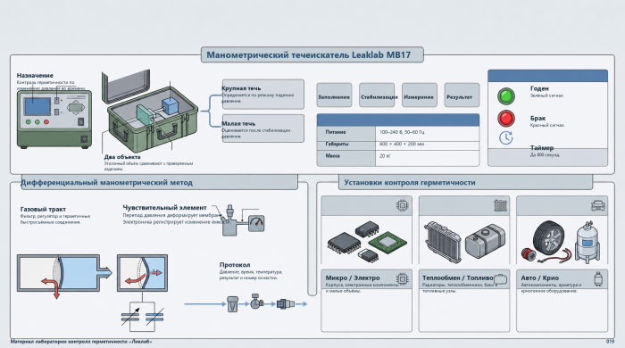 Манометрический течеискатель MB17 и установки контроля герметичности