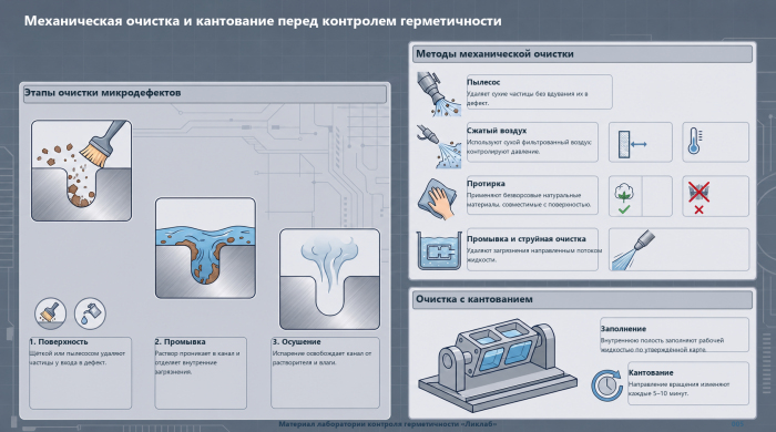 Фото: Механическая очистка и кантование перед контролем герметичности