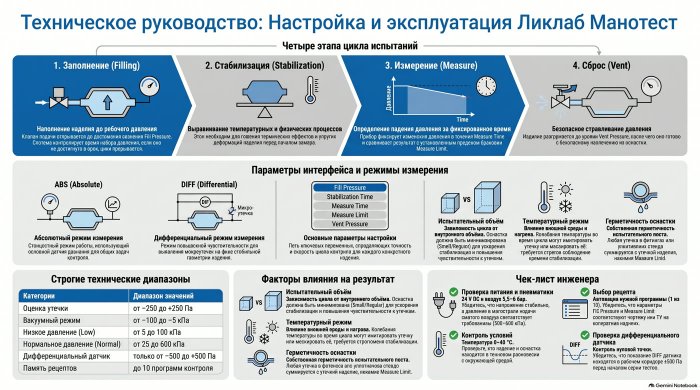 Ликлаб Манотест: как настроить манометрический контроль герметичности