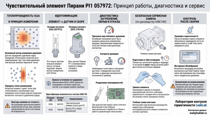 Элемент Пирани PI1 057972: измерение давления и диагностика форвакуума ASM