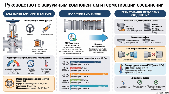 Вакуумные сильфоны, фланцы и фитинги