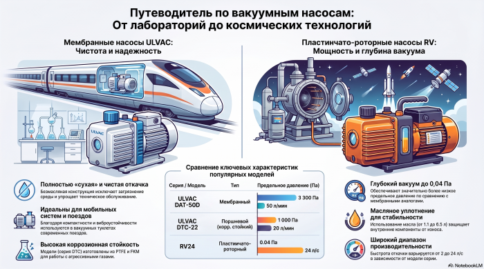Мембранные, спиральные и пластинчато-роторные вакуумные насосы