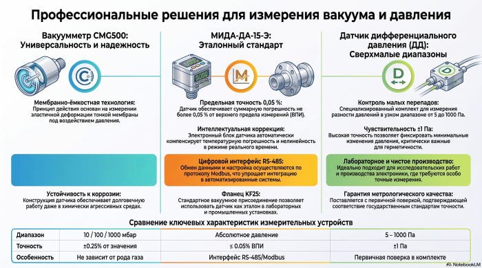 Мембранно-ёмкостные вакуумметры CMG500, Мида и датчик ДД