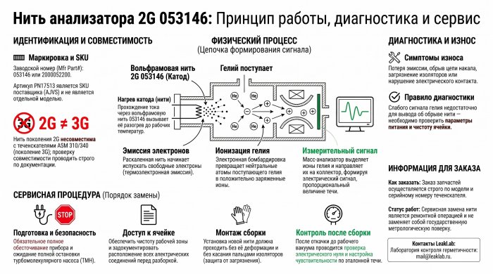 Нить анализатора 2G 053146: эмиссия, диагностика и замена в течеискателях ASM