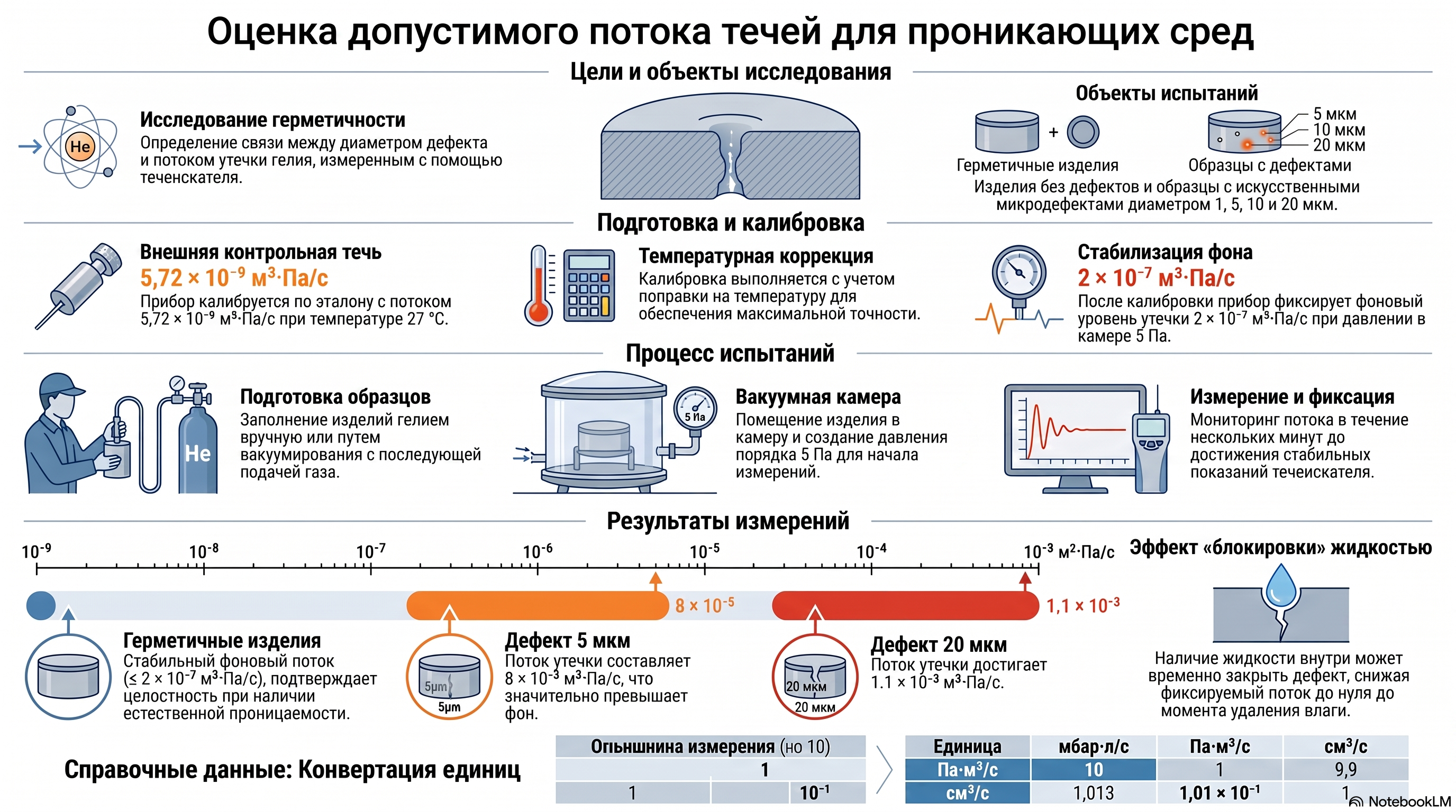 Допустимый поток течи: подготовка и проведение гелиевых испытаний