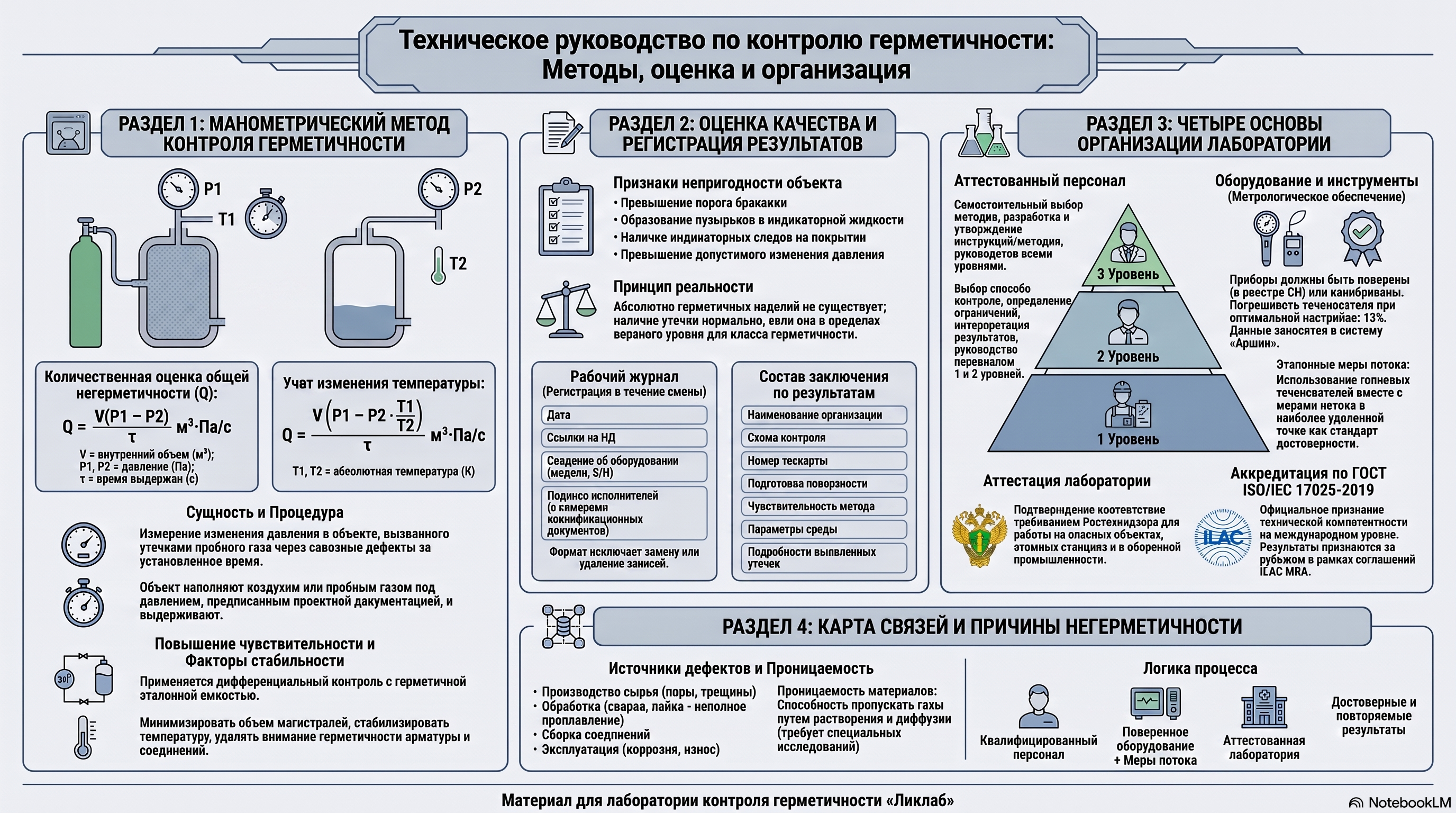 Манометрический контроль и организация лаборатории герметичности