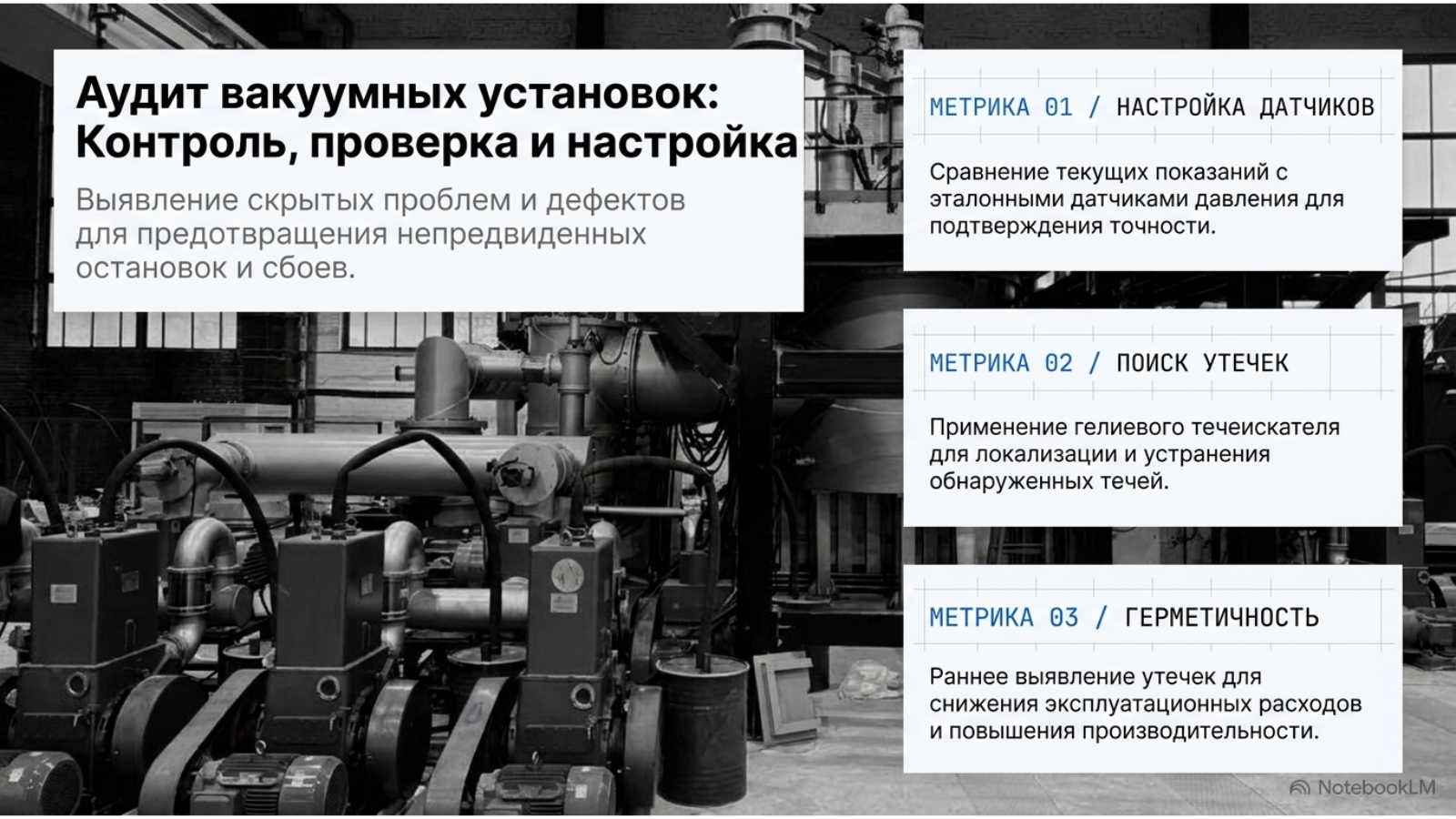 Обслуживание и аудит вакуумных установок — технический слайд 4 из 8