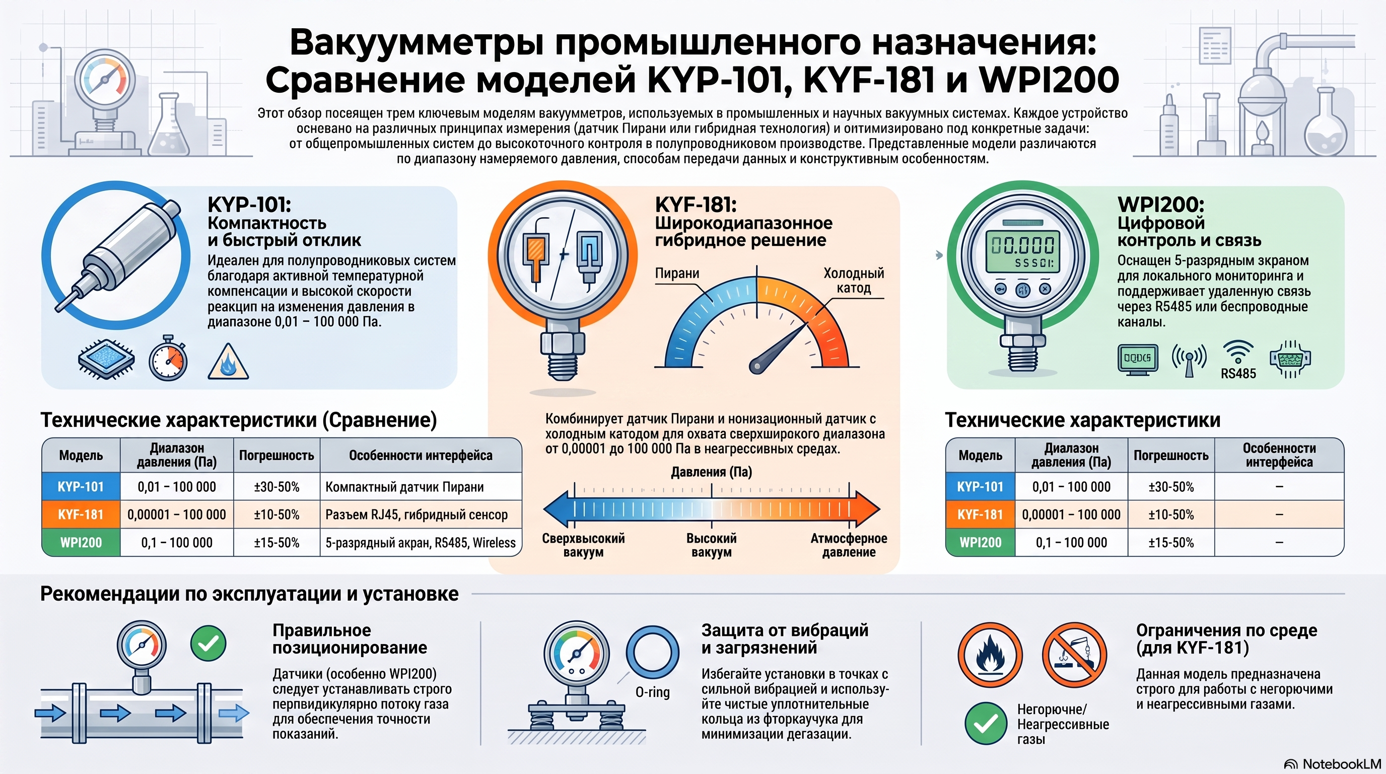 Вакуумметры KYP-101, KYF-181 и WPI200 Вакуумметры KYP-101, KYF-181 и WPI200