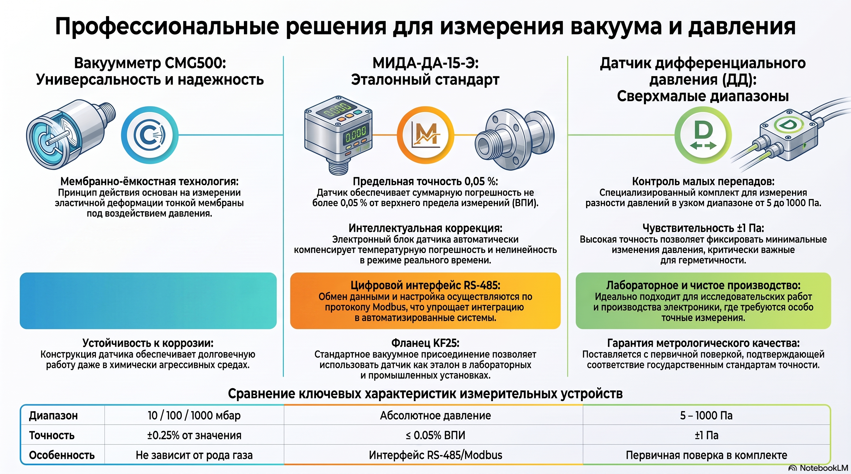 Мембранно-ёмкостные вакуумметры CMG500, Мида и датчик ДД