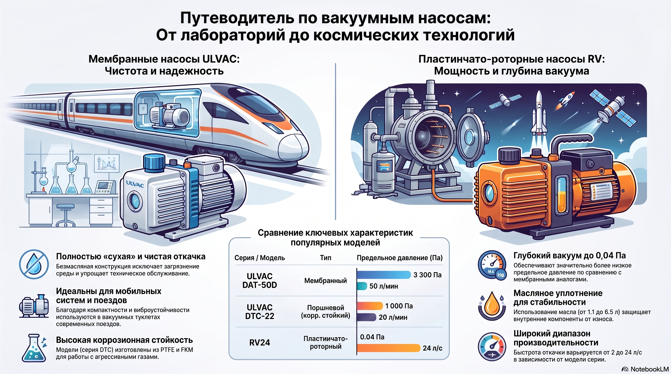 Мембранные, спиральные и пластинчато-роторные вакуумные насосы