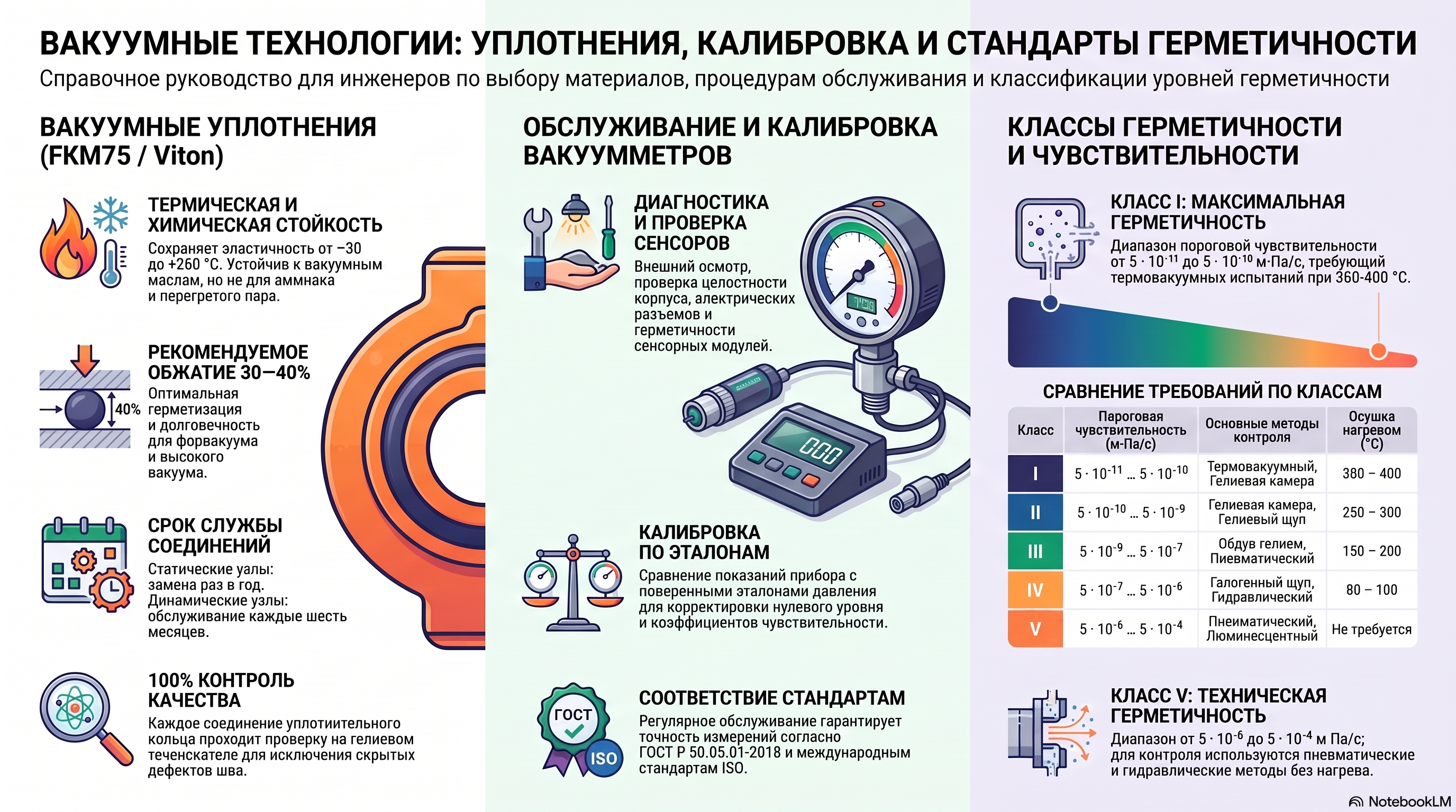 Уплотнения вакуумных камер и классы герметичности