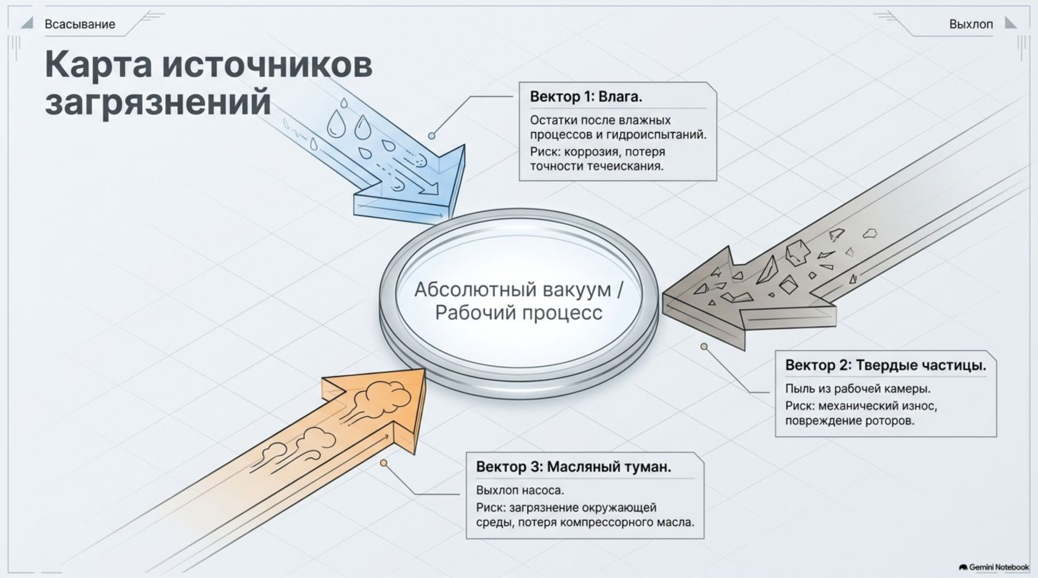Карта источников загрязнений вакуумной системы