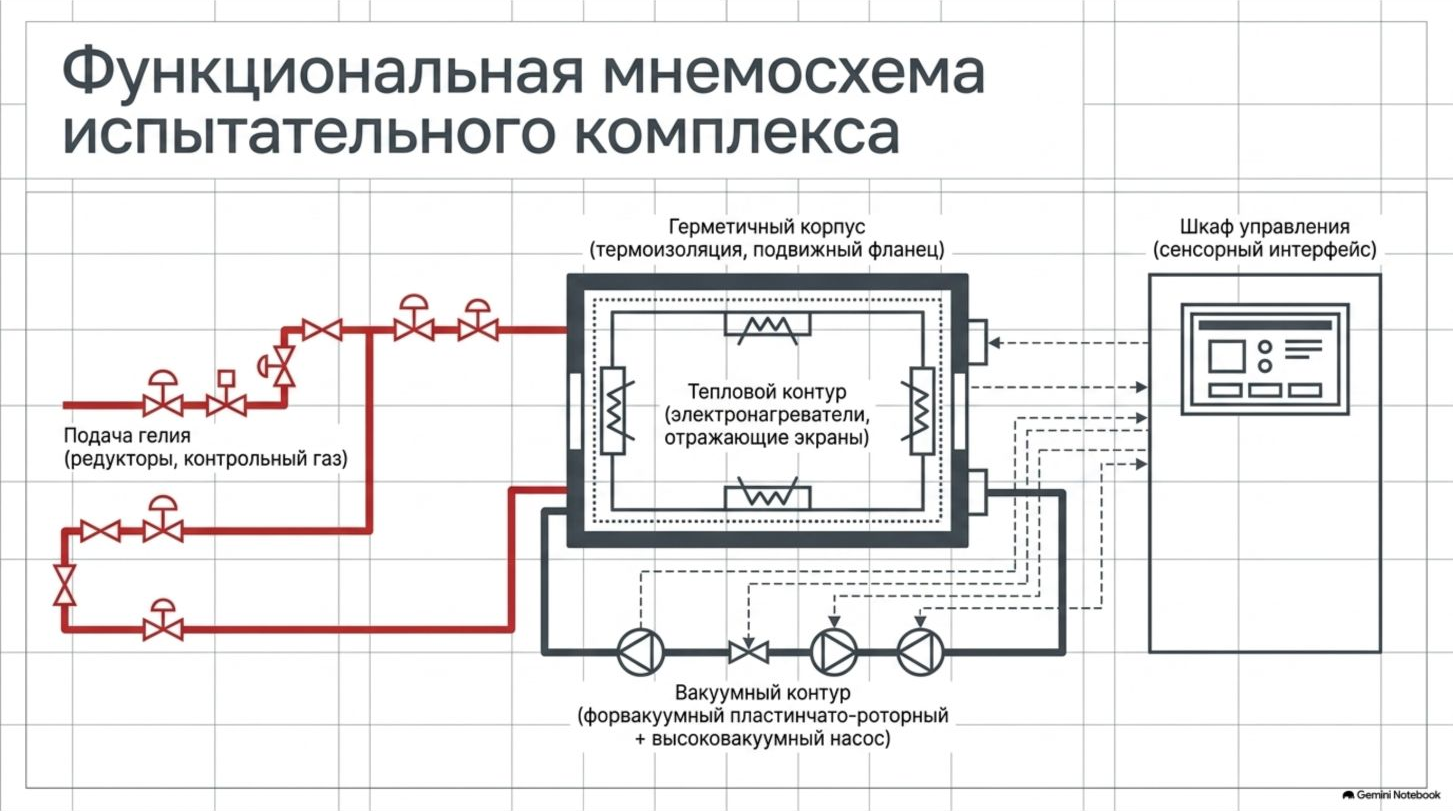Функциональная схема термовакуумного испытательного комплекса LEAKLAB