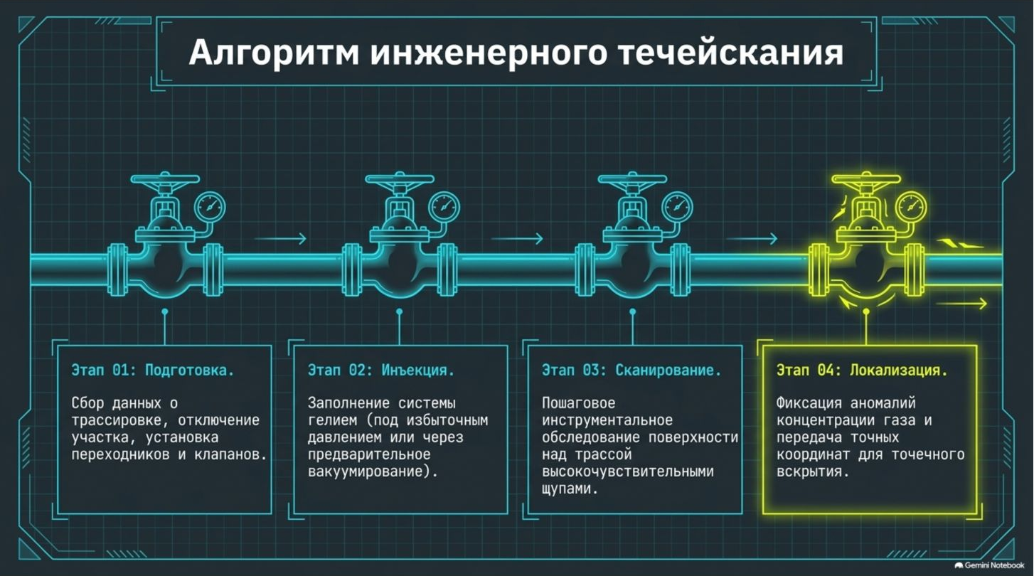 Алгоритм поиска утечки подземного трубопровода трассирующим газом
