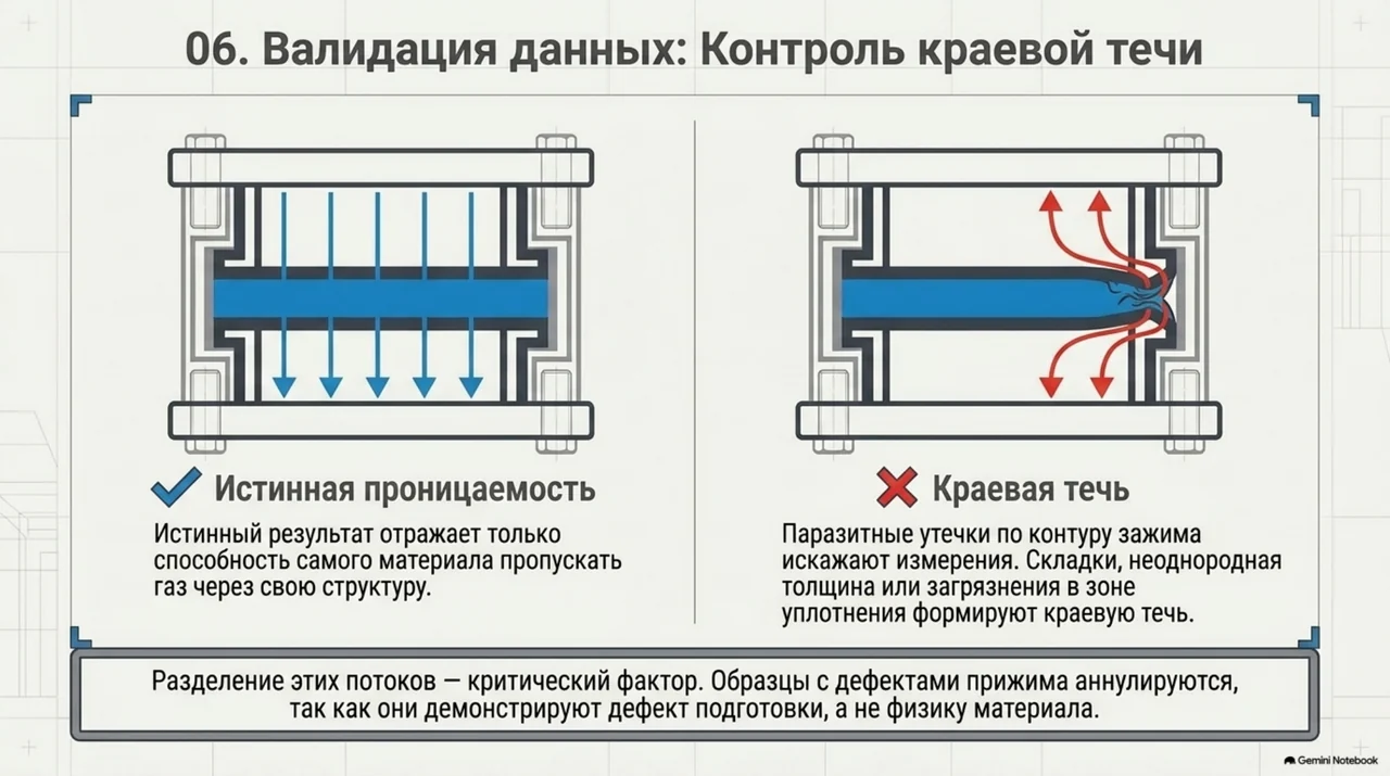 Отделение проницаемости от краевой течи