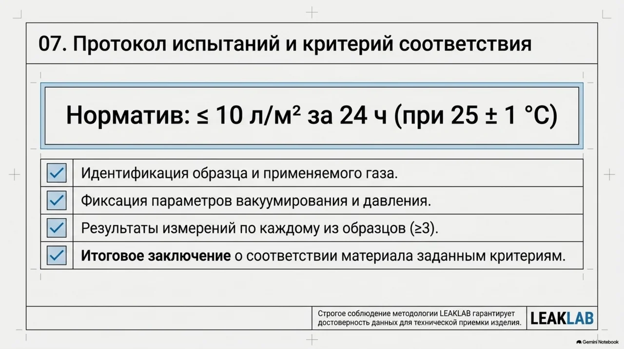 Протокол испытаний и критерий соответствия
