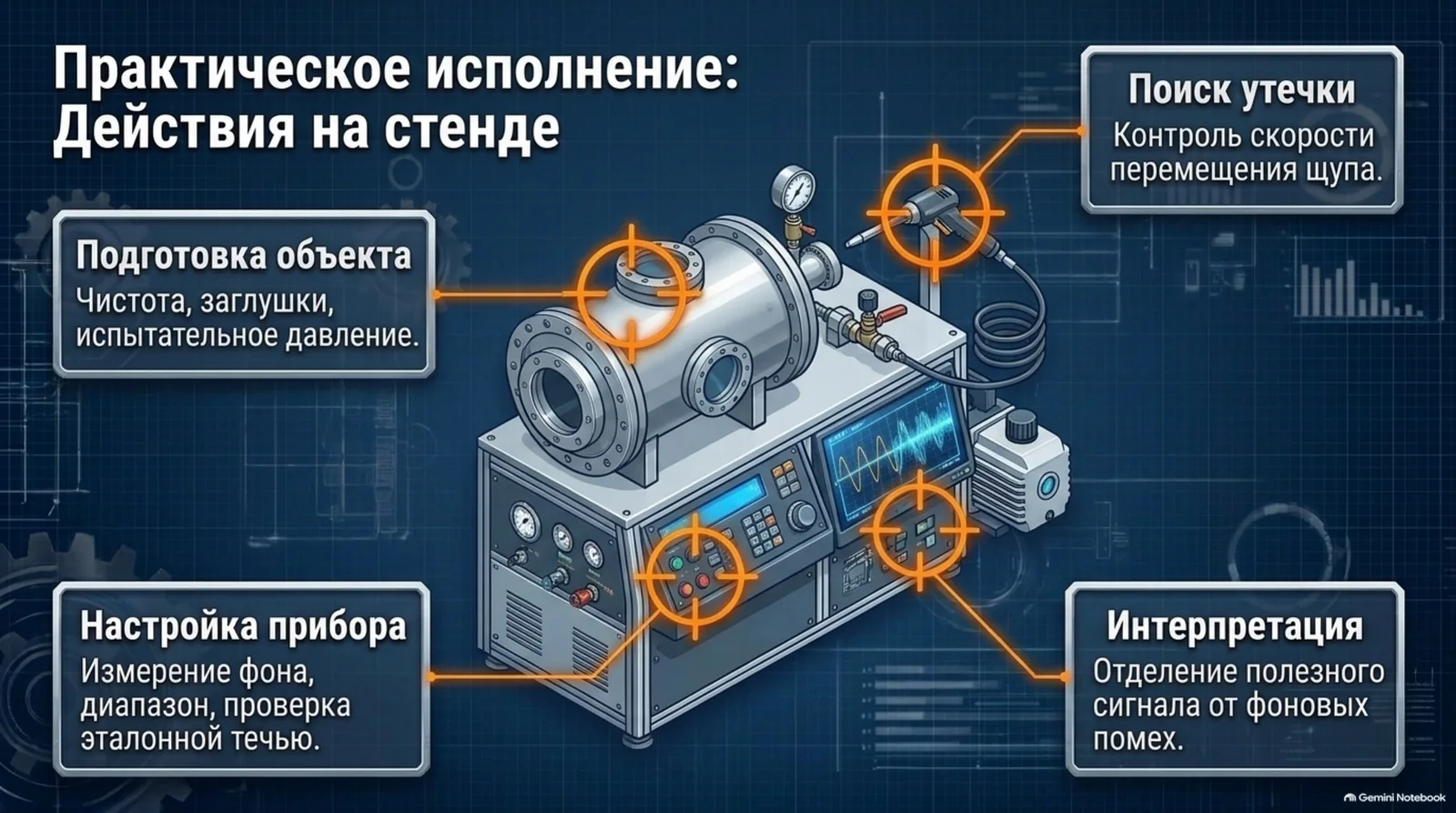 Практические действия на испытательном стенде