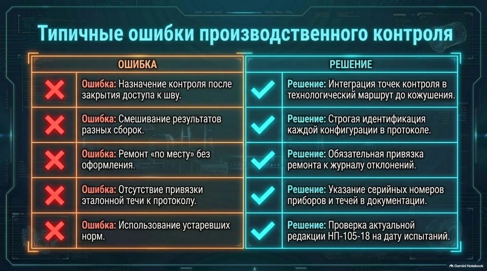 Типичные ошибки производственного контроля