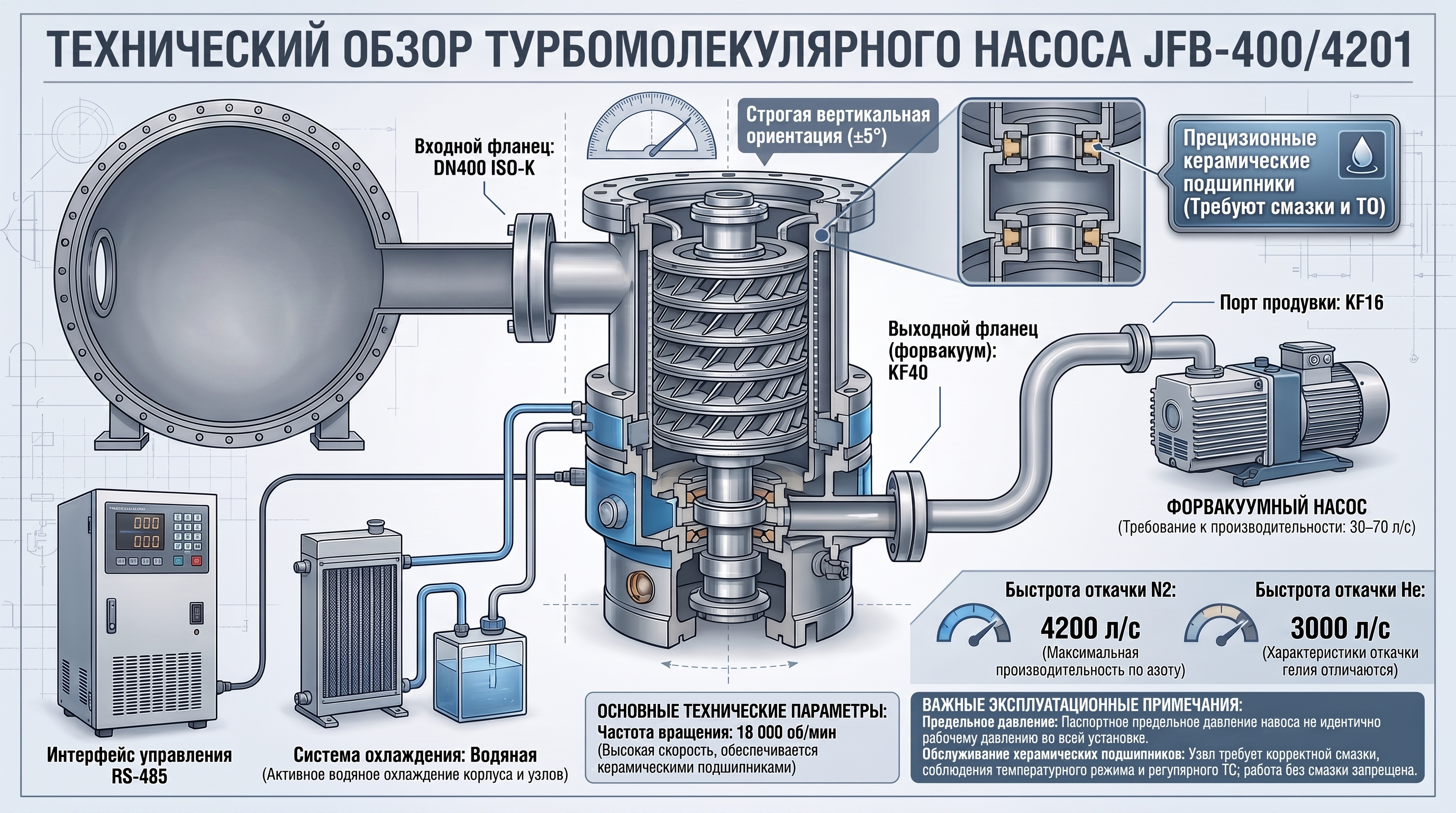 Инфографика: JFB-400/4201: крупный турбомолекулярный насос с керамическими подшипниками