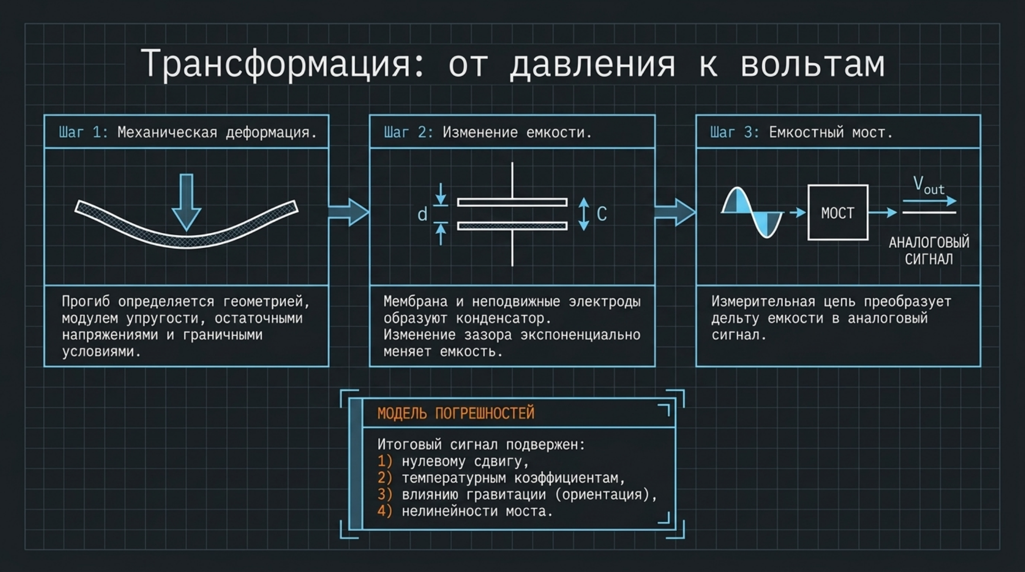 KYM-240: мембранно-емкостное измерение абсолютного давления: проверенная схема и инженерное пояснение