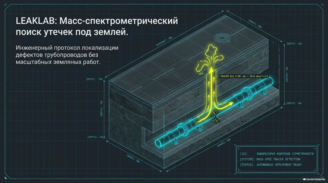 Масс-спектрометрический поиск утечек под землёй