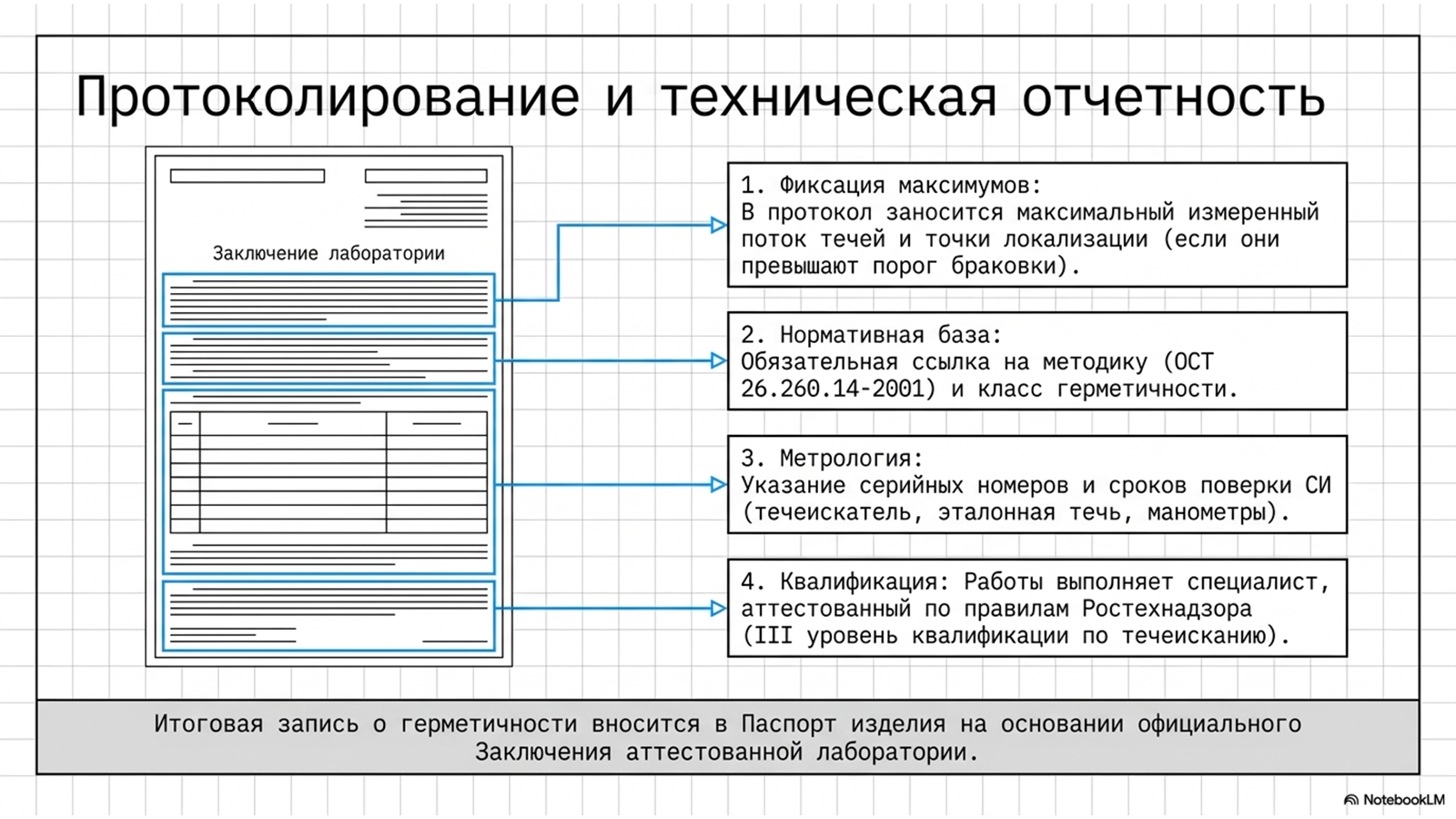 Испытания на герметичность по ОСТ 26.260.14-2001 — технический слайд 11 из 11