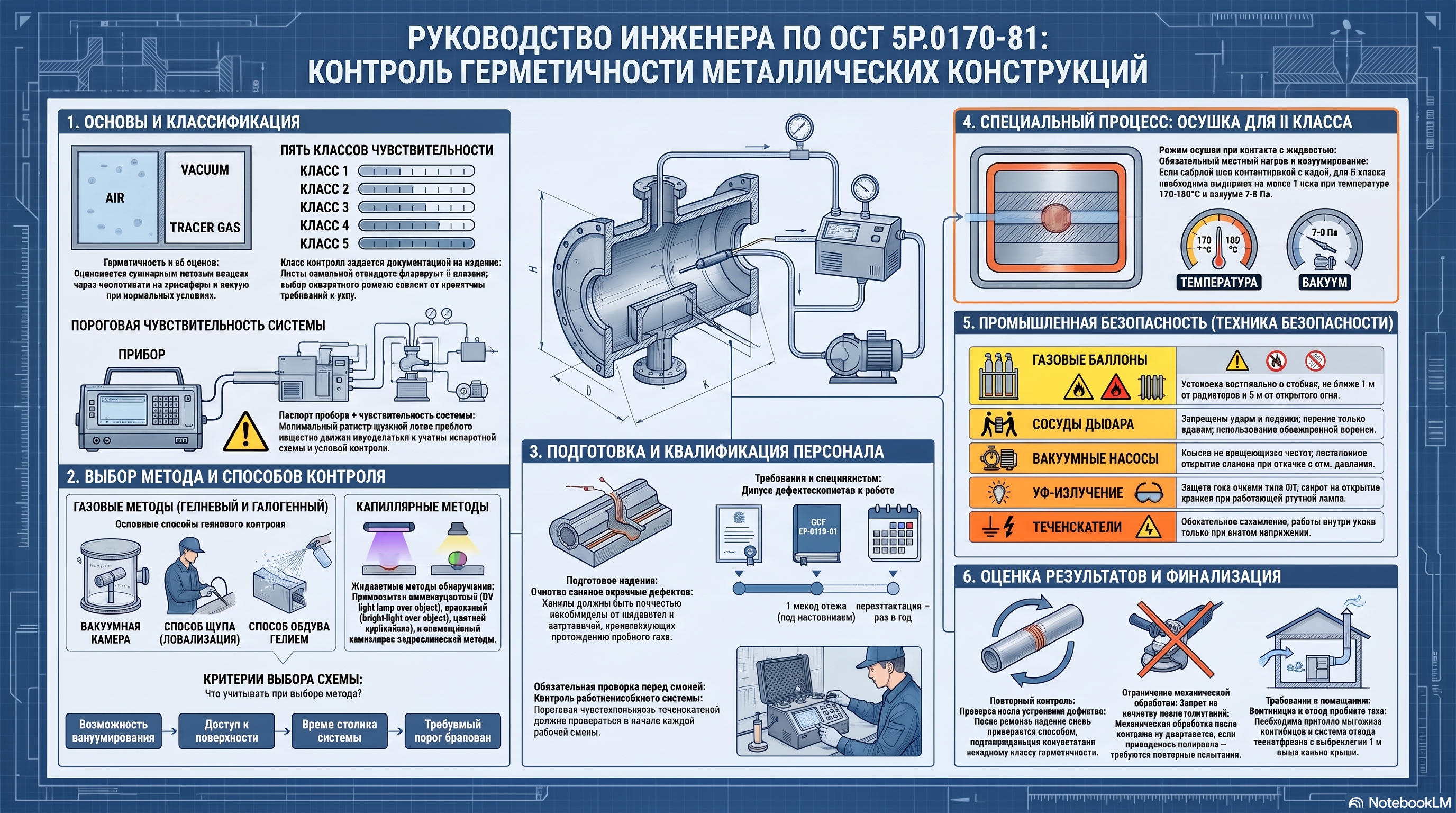 ОСТ 5Р.0170-81: методы контроля герметичности металлических конструкций