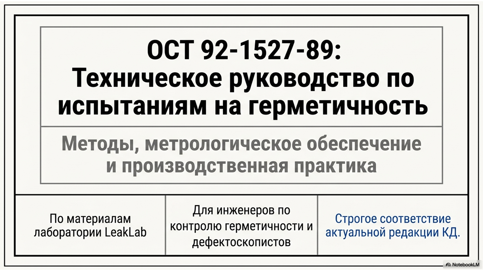 ОСТ 92-1527-89 «Испытания на герметичность» — технический слайд 1 из 13