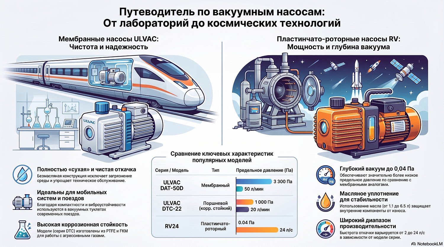 Мембранные, спиральные и пластинчато-роторные вакуумные насосы