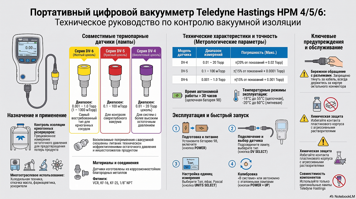 Подробная техническая инфографика Teledyne Hastings HPM 4/5/6