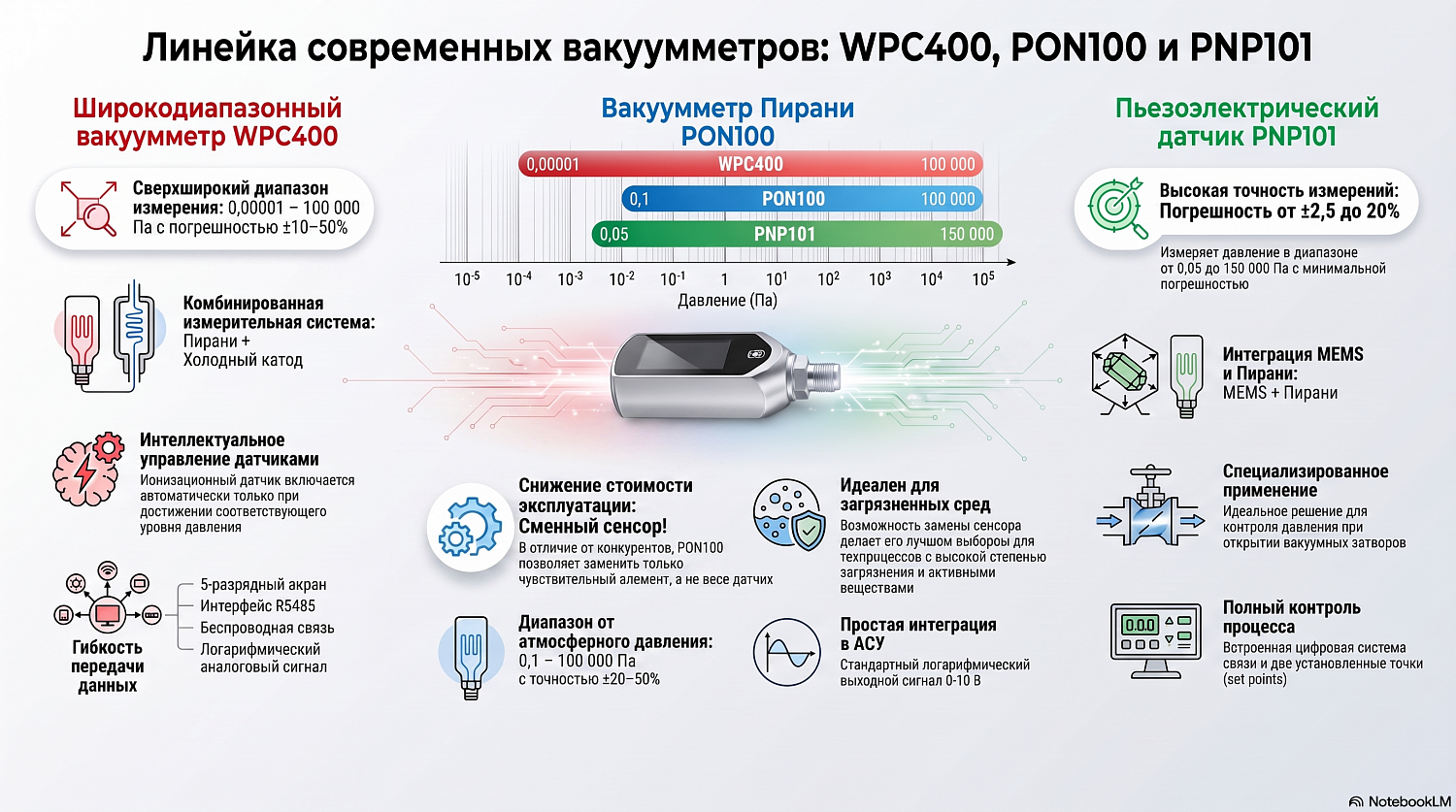Вакуумметры WPC400, PON100 и датчик PNP101