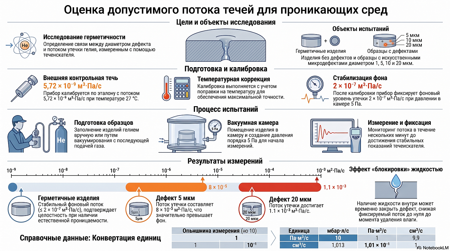 Допустимый поток течи: подготовка и проведение гелиевых испытаний