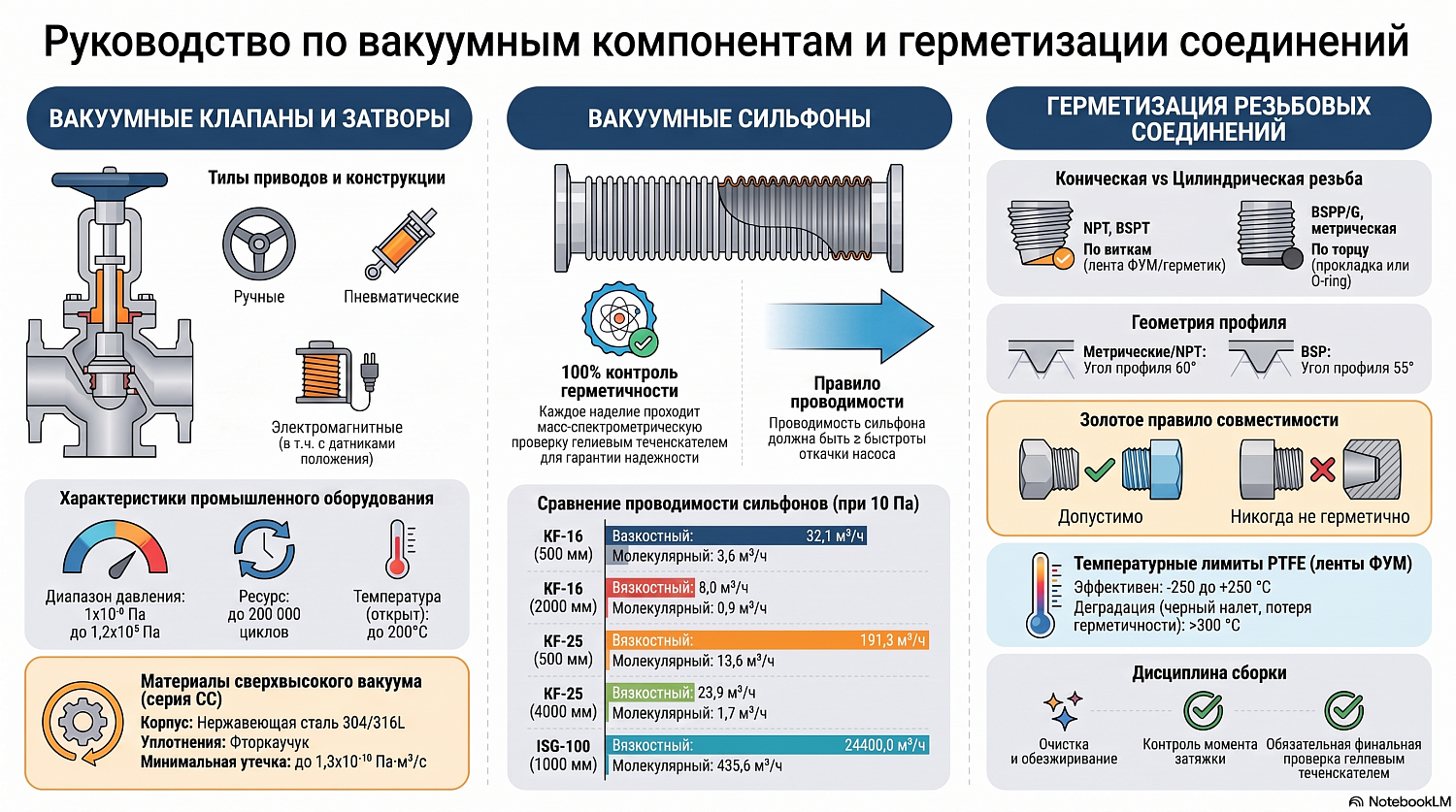 Вакуумные сильфоны, фланцы и фитинги
