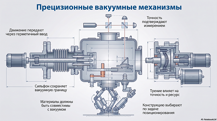 Прецизионные вакуумные механизмы: как совместить движение, точность и герметичность