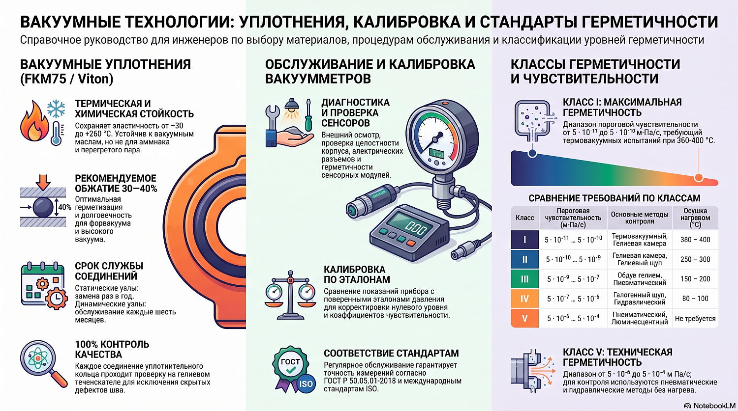 Уплотнения вакуумных камер и классы герметичности