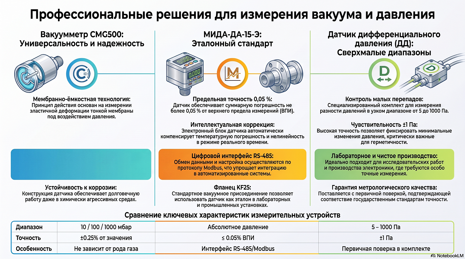 Мембранно-ёмкостные вакуумметры CMG500, Мида и датчик ДД